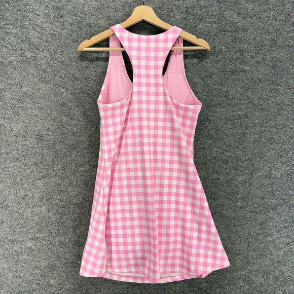 Pink Lily Activewear Dress Women 16 Pink Plaid Build In Shorts Sheath Midi Lined - Picture 2 of 8